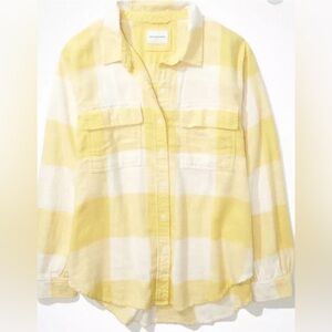 American Eagle Outfitters Yellow and White Soft Plaid Shirt. New with tags.